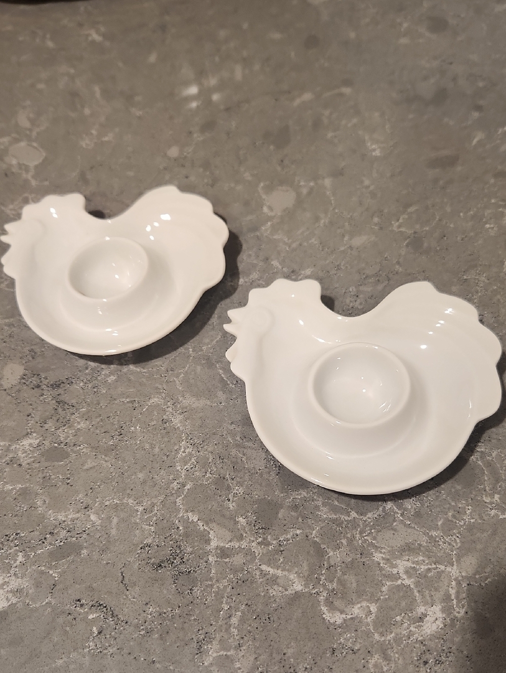 White Ceramic Chicken Egg Cups -